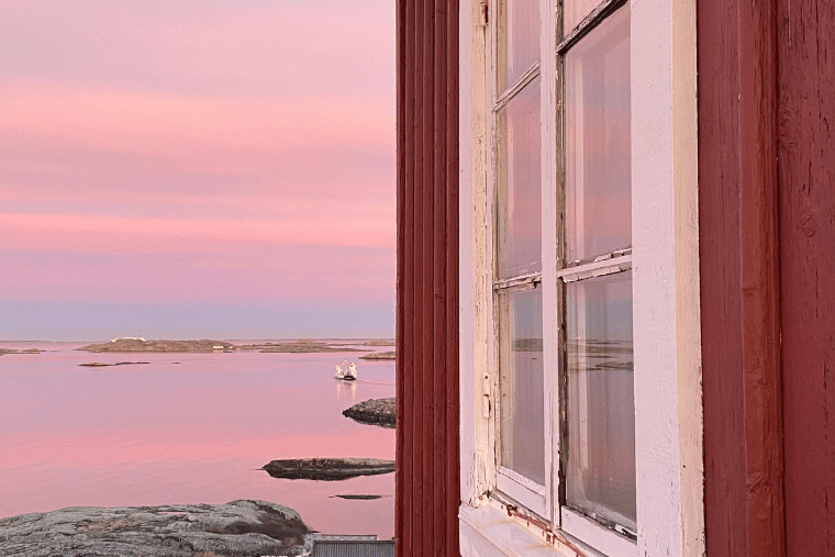 Lucka 7, utkiken, soluppgång, vinter