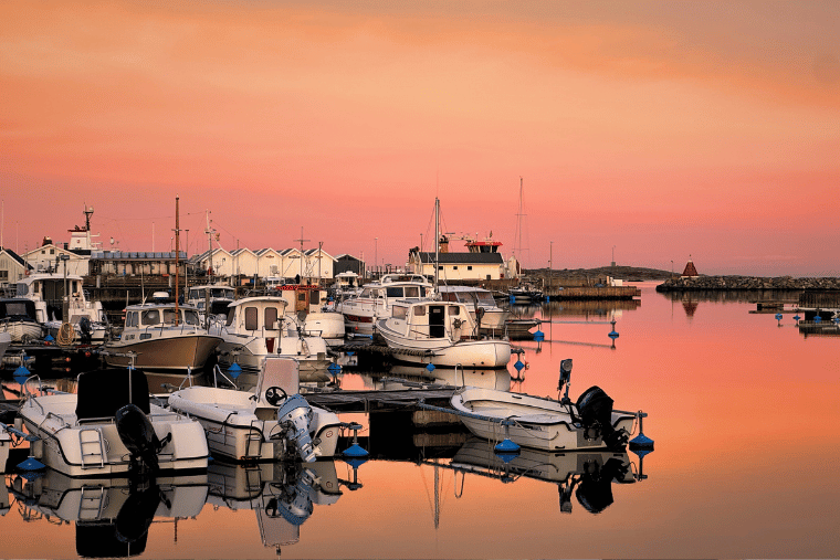 Vrångö hamn, oktober, soluppgång