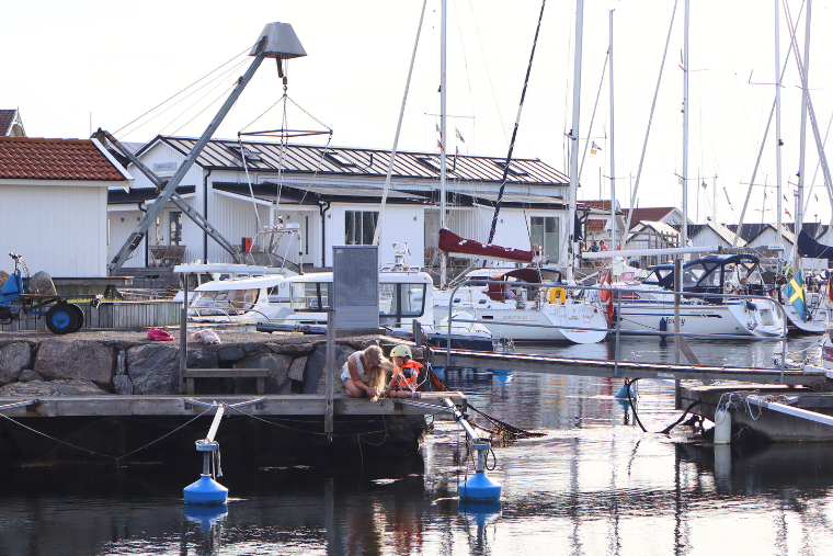 Krabbfiske på bryggan